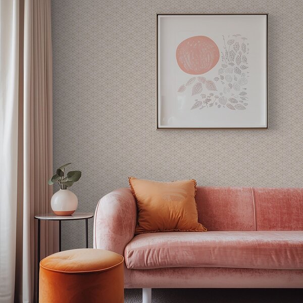 Tapet Fundal bej cald cu cuburi grafice fine, Tapet abstract, a01067v3 : Uwalls.ro