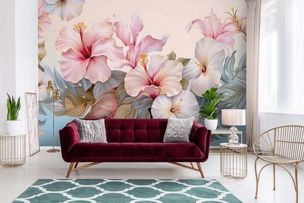 Fototapet Natură flori hibiscus pictură - 14665 - 14665