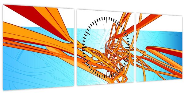 Tablou - Linii împletite, abstracție (cu ceas) (90x30 cm)