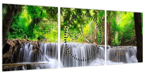 Tablou - cascada din Kanchanaburi, Thailanda (cu ceas) (90x30 cm)
