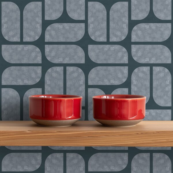 Tapet Fundal întunecat cu mozaic gri din module rotunjite, Tapet abstract, a01069v1 : Uwalls.ro