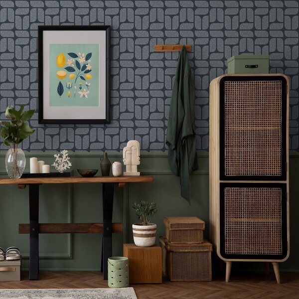 Tapet Fundal întunecat cu mozaic gri din module rotunjite, Tapet abstract, a01069v1 : Uwalls.ro