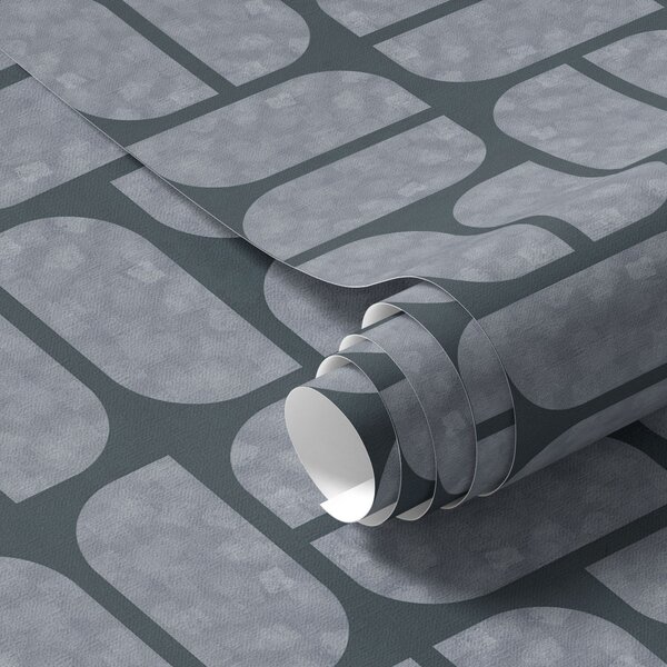 Tapet Fundal întunecat cu mozaic gri din module rotunjite, Tapet abstract, a01069v1 : Uwalls.ro