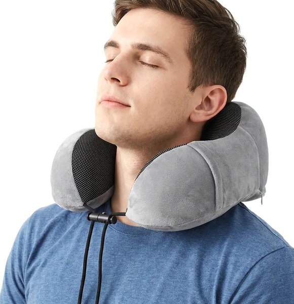 Set perna de calatorie cervicala 3D memory foam, masca de somn si dopu