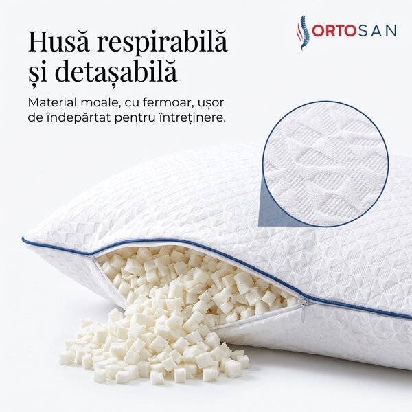 RESIGILAT- Perna ortopedica cervicala CERVI-SAN King Size, spuma cu me