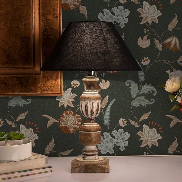 Tapet Fundal verde închis cu flori și frunze decorative, Tapet flori, a01086 : Uwalls.ro