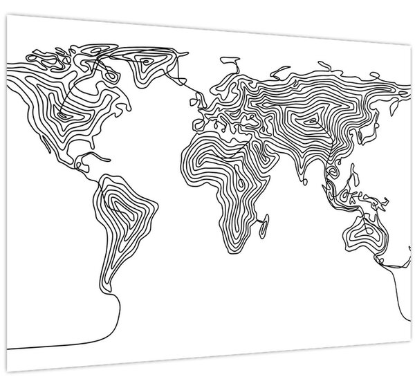 Tablou pe sticlă - Harta în linii (70x50 cm)