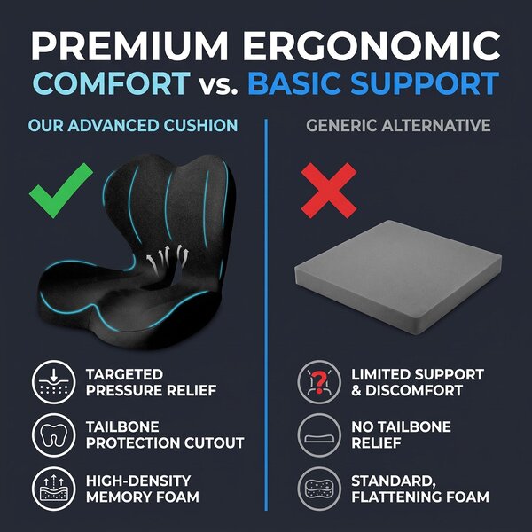 Perna ortopedica 2-in-1 sezut si suport lombar, ergonomica, memory foa