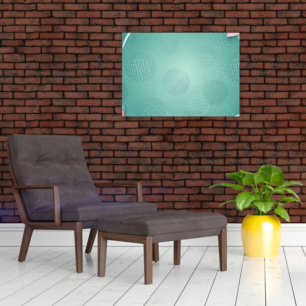 Tablou pe sticlă - Cercuri cu flori (70x50 cm)