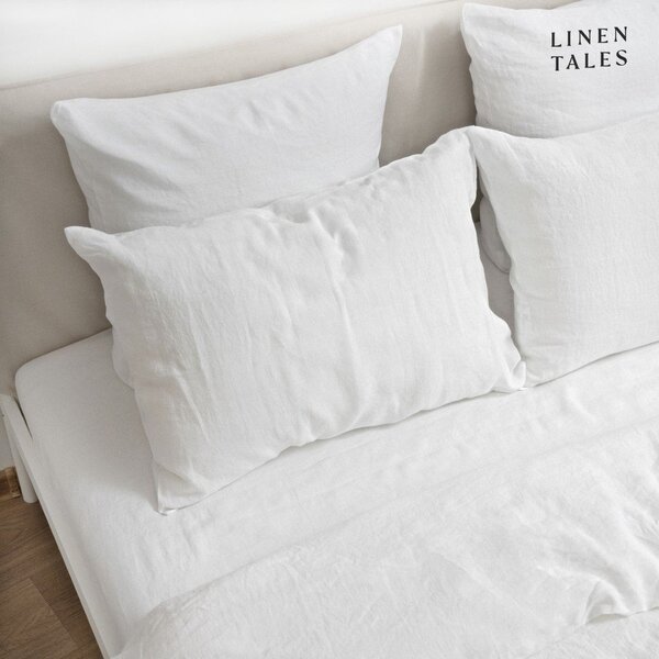 Cearceaf alb din in cu elastic 200x200 cm White – Linen Tales