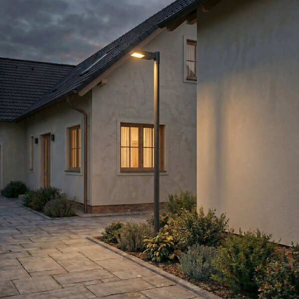 Arcchio Lampă de exterior cu LED Nefarius, 250 cm, gri închis, IP65, Gri, Metal, Modern
