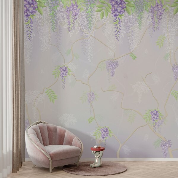 Tapet Design floral elegant în nuanțe pastelate, Fototapet Flori, w01685 : Uwalls.ro