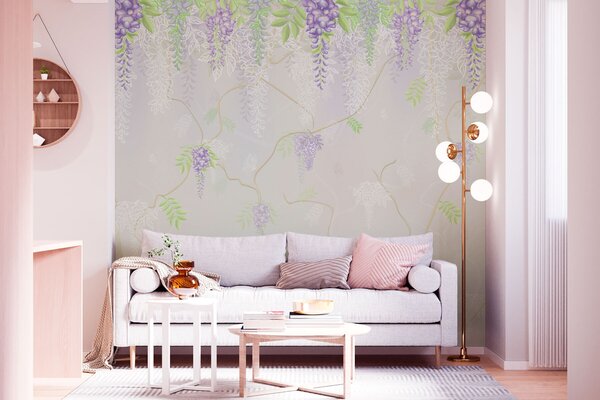 Tapet Design floral elegant în nuanțe pastelate, Fototapet Flori, w01685 : Uwalls.ro