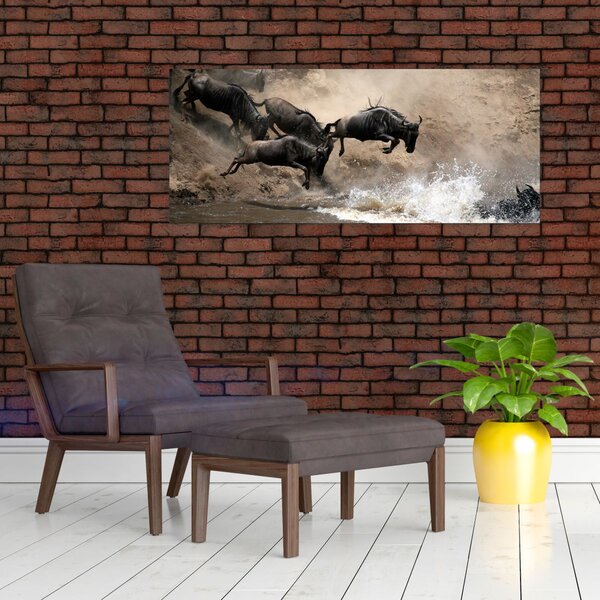 Tablou - Turmă de gnu (120x50 cm)
