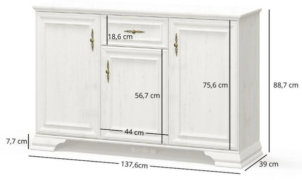 Mobilier de dormitor IRYS, pin alb anderson, PAL laminat, 7 piese