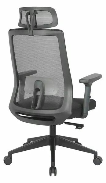 Scaun birou Q-058, negru, stofa/plasa, 65x50x113/123 cm