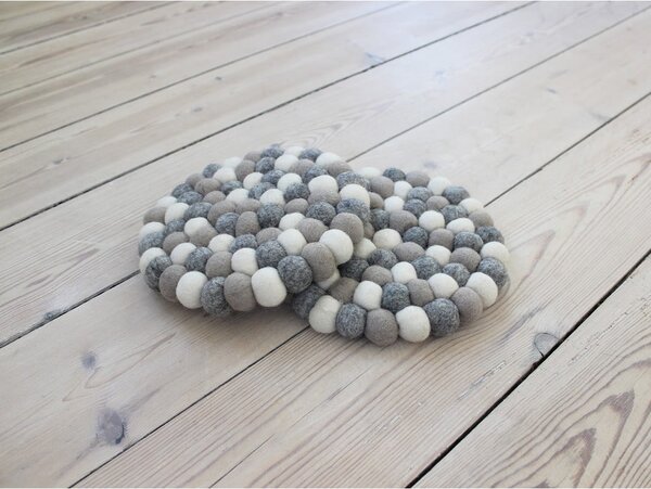 Suport pahar, cu bile din lână Wooldot Ball Coaster, ⌀ 20 cm, alb - gri deschis