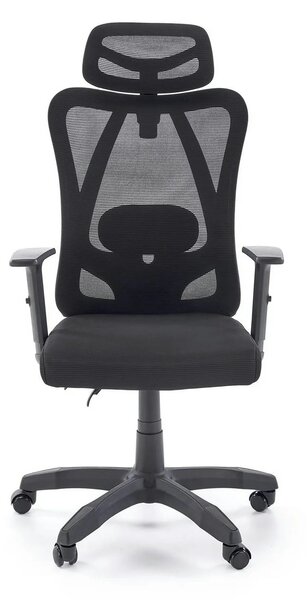Scaun birou RAMOS, negru, panza/plasa, 65x60x121/129 cm