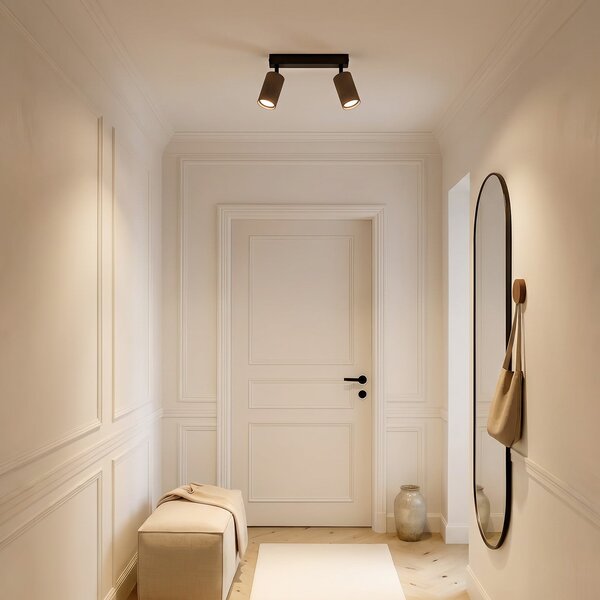 TK Lighting Spot de tavan Tune, 2 becuri, maro, metal, lungime 44 cm, reglabil, Maro / Rugină, Camera de zi / sufragerie, Aluminiu