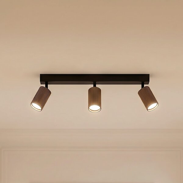 TK Lighting Spot de tavan Tune, 3 becuri, maro, metal, lungime 66 cm, reglabil, Maro / Rugină, Camera de zi / sufragerie, Aluminiu