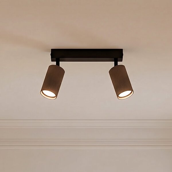 TK Lighting Spot de tavan Tune, 2 becuri, maro, metal, lungime 44 cm, reglabil, Maro / Rugină, Camera de zi / sufragerie, Aluminiu