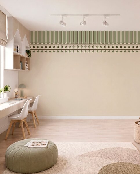 Tapet Bordură decorativă în nuanțe de verde, Imagini de fundal unice, w05151v1 : Uwalls.ro