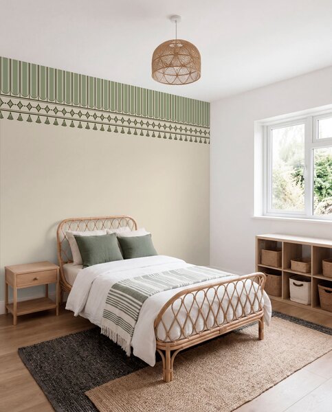 Tapet Bordură decorativă în nuanțe de verde, Imagini de fundal unice, w05151v1 : Uwalls.ro