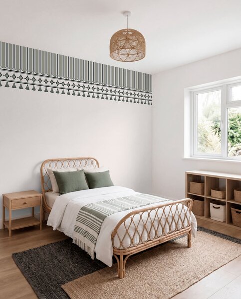 Tapet Bordură decorativă în nuanțe de verde și gri, Imagini de fundal unice, w05151v2 : Uwalls.ro