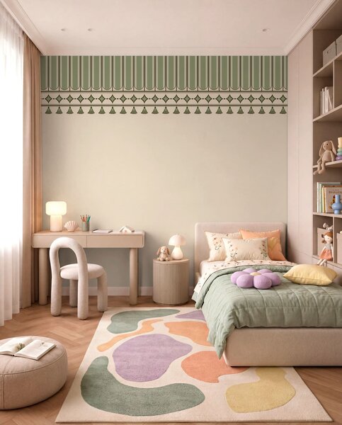 Tapet Bordură decorativă în nuanțe de verde, Imagini de fundal unice, w05151v1 : Uwalls.ro