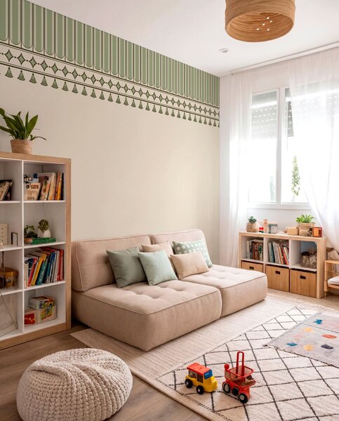 Tapet Bordură decorativă în nuanțe de verde, Imagini de fundal unice, w05151v1 : Uwalls.ro