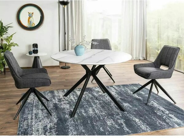 Scaun rotativ TELLO, gri/negru, stofa clasica/metal, 54x46x84 cm