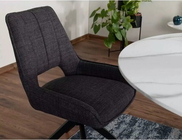Scaun rotativ TELLO, gri/negru, stofa clasica/metal, 54x46x84 cm