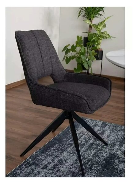 Scaun rotativ TELLO, gri/negru, stofa clasica/metal, 54x46x84 cm