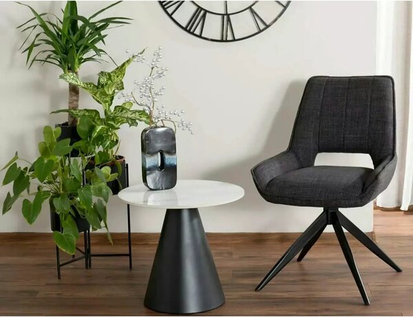 Scaun rotativ TELLO, gri/negru, stofa clasica/metal, 54x46x84 cm