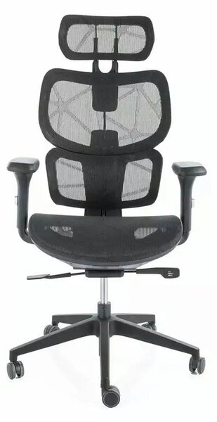 Scaun birou DEVON, negru, plasa/metal, 68x50x119/129 cm