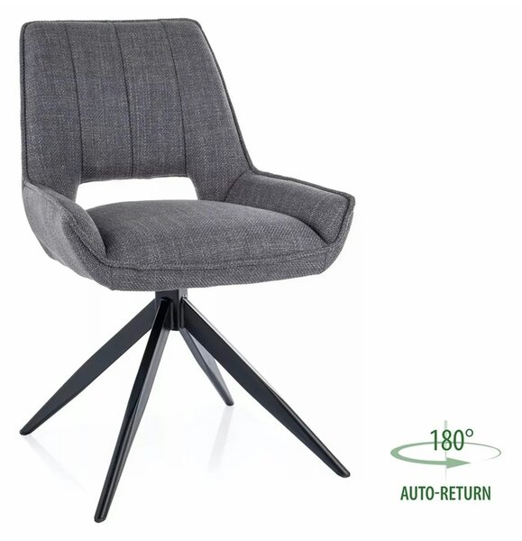 Scaun rotativ TELLO, gri/negru, stofa clasica/metal, 54x46x84 cm