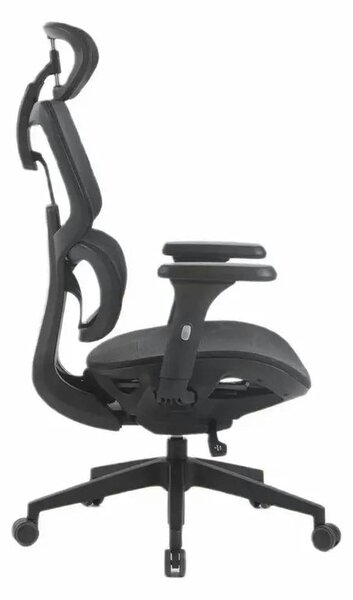 Scaun birou DEVON, negru, plasa/metal, 68x50x119/129 cm
