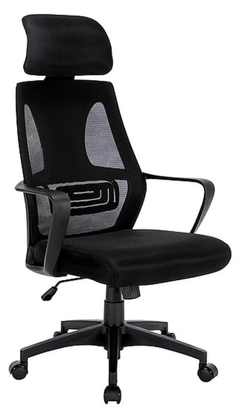 Scaun birou Q-095, negru, stofa/plasa, 60x50x117/126 cm