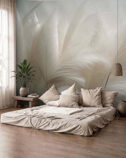 Tapet Valuri delicate de iarbă de pampas, Fototapet Penele, w05717 : Uwalls.ro