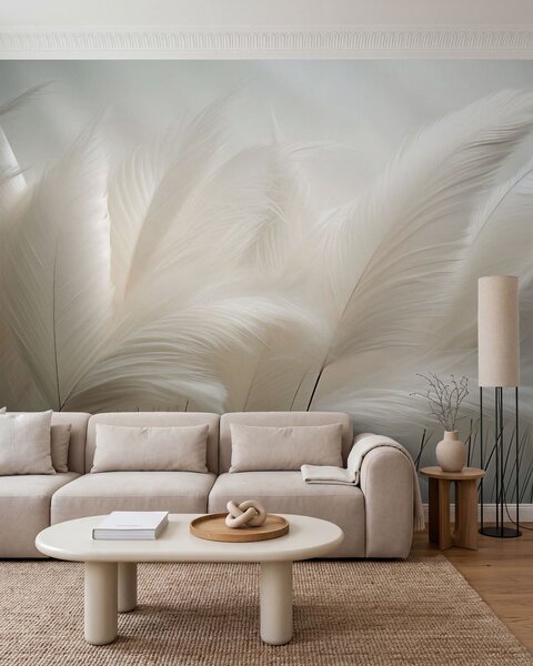 Tapet Valuri delicate de iarbă de pampas, Fototapet Penele, w05717 : Uwalls.ro