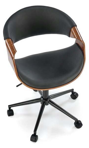 Scaun birou BILBO, nuc/negru, placaj/piele ecologica/metal, 55x55x72/8