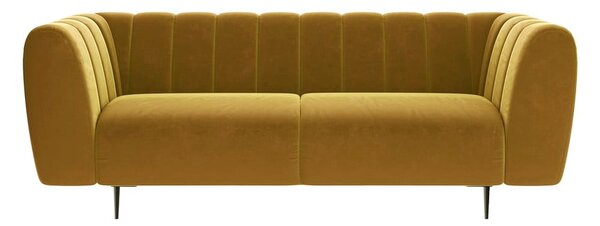 Canapea cu tapițerie din catifea Ghado Shel, 210 cm, galben închis - miere