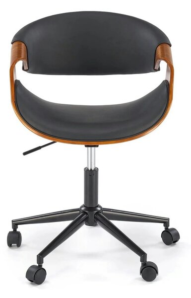 Scaun birou BILBO, nuc/negru, placaj/piele ecologica/metal, 55x55x72/8