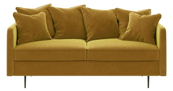 Canapea cu tapițerie din catifea Ghado Esme, 176 cm, galben închis - miere