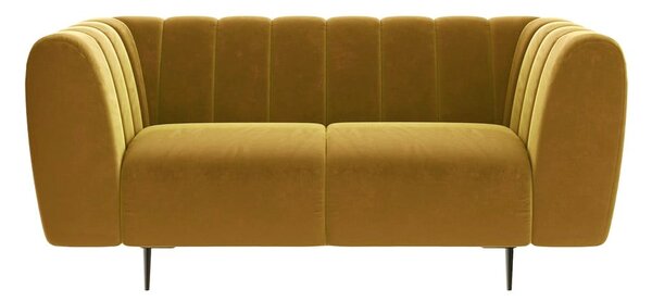 Canapea cu tapițerie din catifea Ghado Shel, 170 cm, galben închis - miere