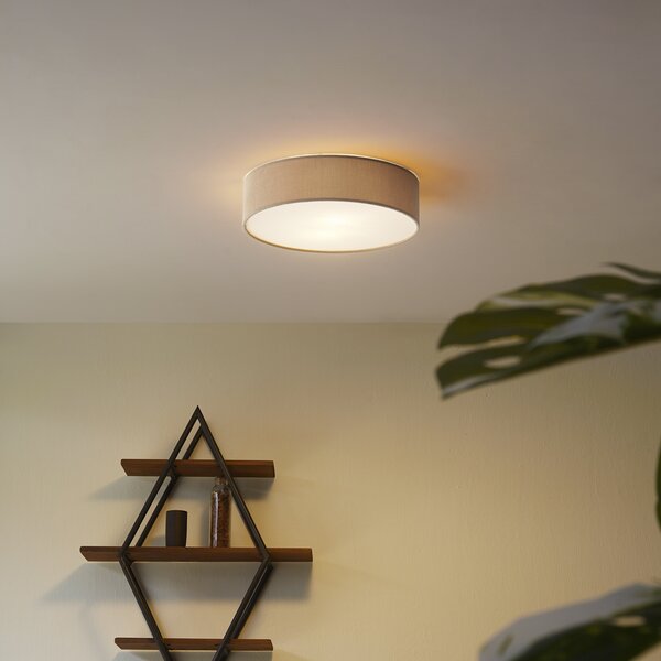 Plafonieră modernă gri-maroniu cu abajur de catifea 38cm 2 lumini - Luz