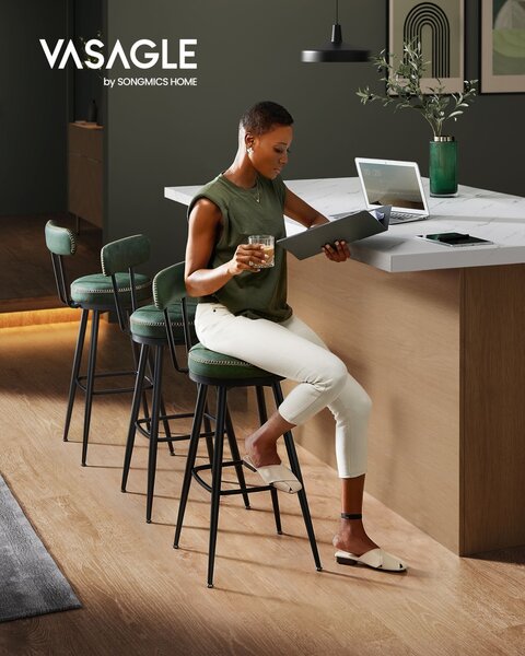 Set 2 scaune de bar Vasagle Verde 56x56x101.5 cm