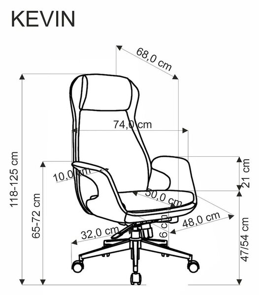 Scaun birou KEVIN, gri deschis, stofa clasica/metal, 74x68x118/125 cm