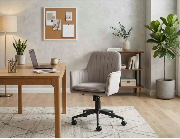 Scaun birou Q-886, bej inchis - Bluvel 40/negru, stofa catifelata/meta