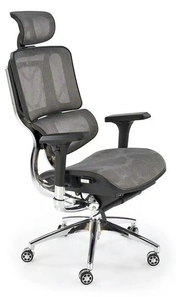 Scaun birou ETHAN, gri, plasa/metal, 72x70x130/139 cm